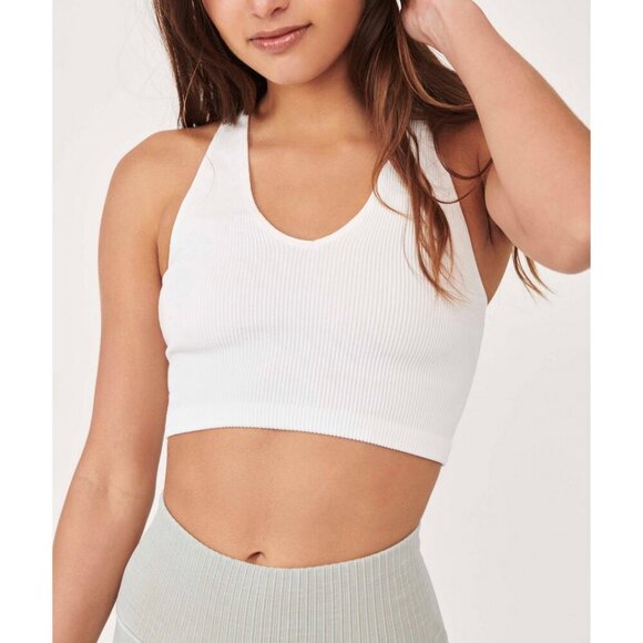 FREE PEOPLE Movement Free Throw Crop Top in White Size X-Small - Picture 1 of 8